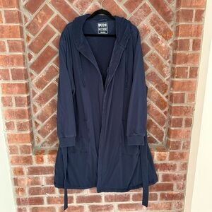 Dude Robe Mens 2XL 3XL Navy Blue Luxury Hooded Bathrobe Cozy Loungewear